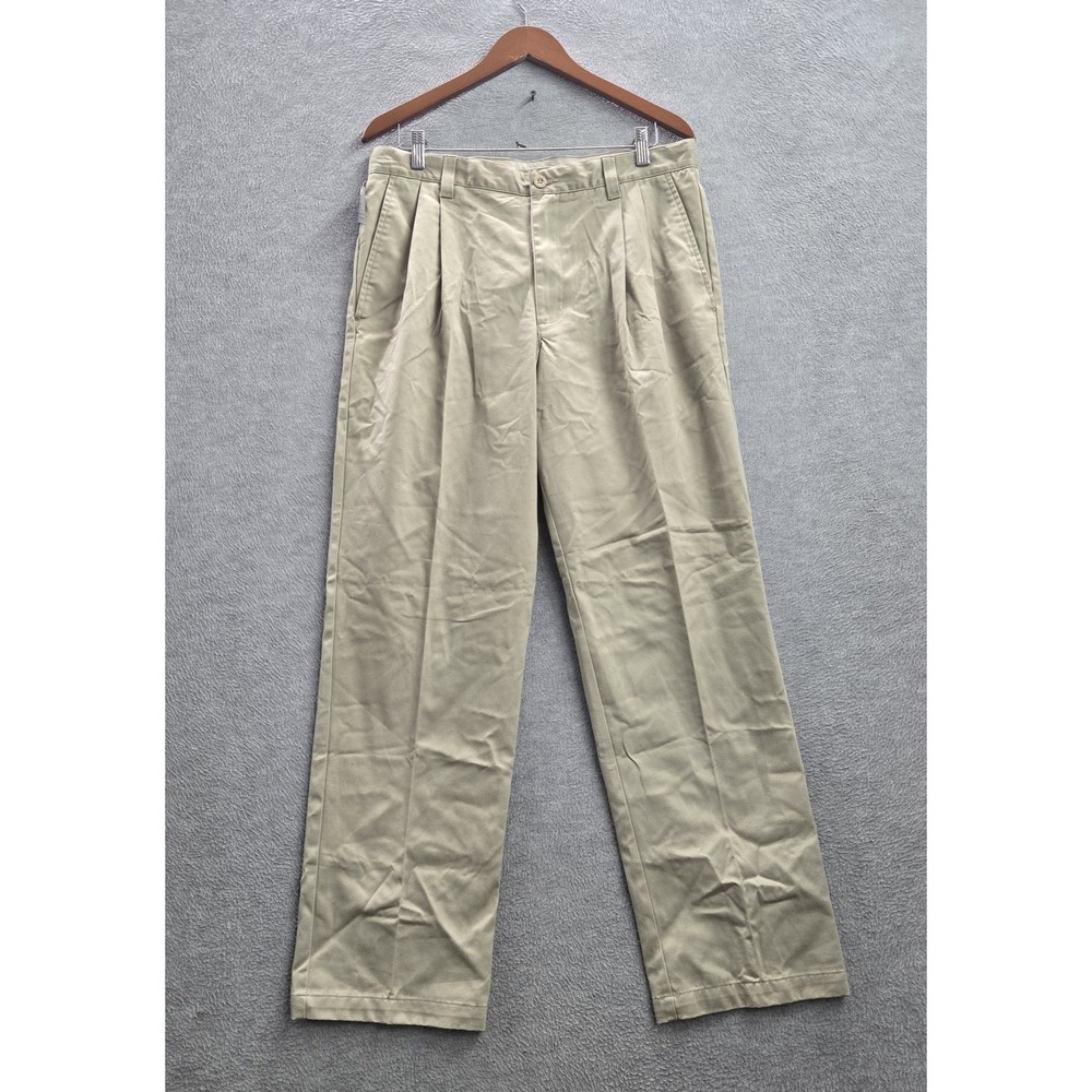 Cherokee Men Pants 34X32 Khaki Chino Twill Button Relaxed 31" NWT